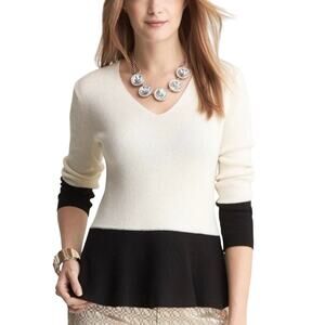 NWT Banana Republic Petite Colorblock Peplum Wool Cashmere Blend Sweater